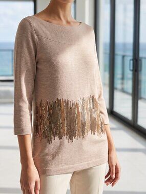 NEW! BOSTON PROPER Angora & sequin Sweater blush pink M